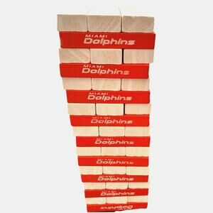 Miami Dolphins Classic Jenga Game Orange White Blocks NFL Man Cave Bar Fans